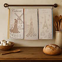 LIVMORE Set of 3 Jacquard Kitchen Towels (Size 70 x 50 cm) - Black