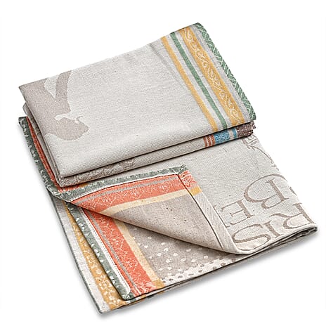 LIVMORE Set of 3 Jacquard Kitchen Towels (Size 70 x 50 cm)