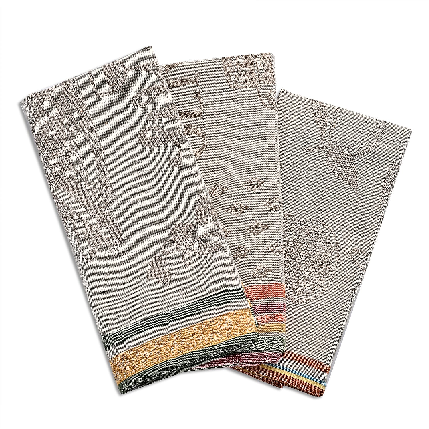 LIVMORE Set of 3 Jacquard Kitchen Towels (Size 70 x 50 cm) - Black