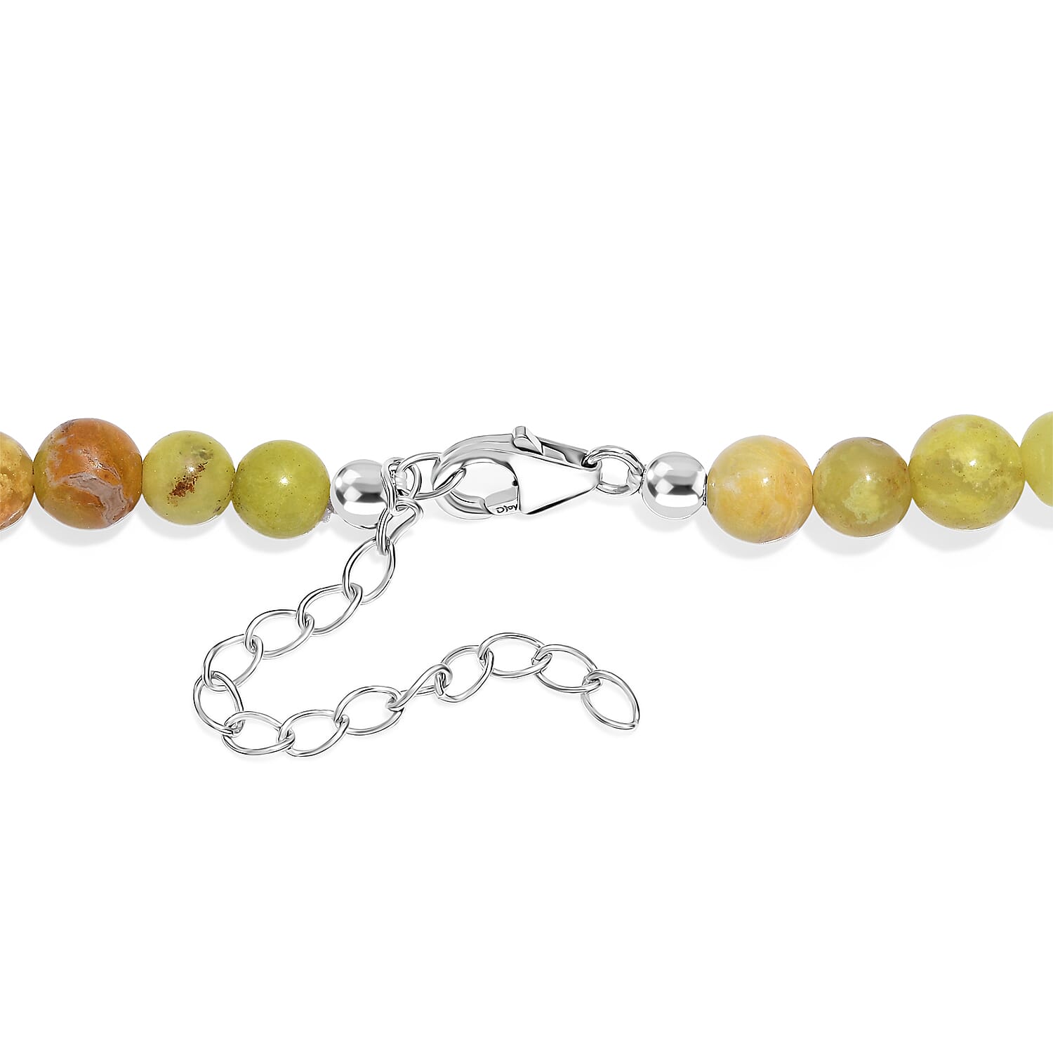 Andean Green Opal Necklace (Size - 18 - 2 Ext) with Lobster Clasp in Rhodium Overlay Sterling Silver 160.00 Ct. Andean Green Opal Necklace (Size - 18 - 2 Ext) with Lobster Clasp in Rhodium Overlay Sterling Silver 160.00 Ct.