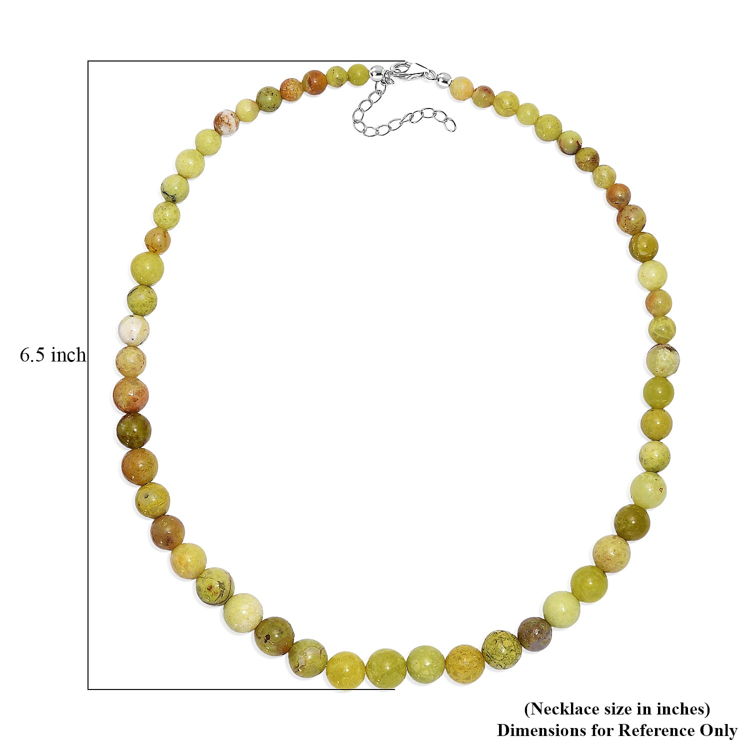 Andean Green Opal Necklace (Size - 18 - 2 Ext) with Lobster Clasp in Rhodium Overlay Sterling Silver 160.00 Ct. Andean Green Opal Necklace (Size - 18 - 2 Ext) with Lobster Clasp in Rhodium Overlay Sterling Silver 160.00 Ct.