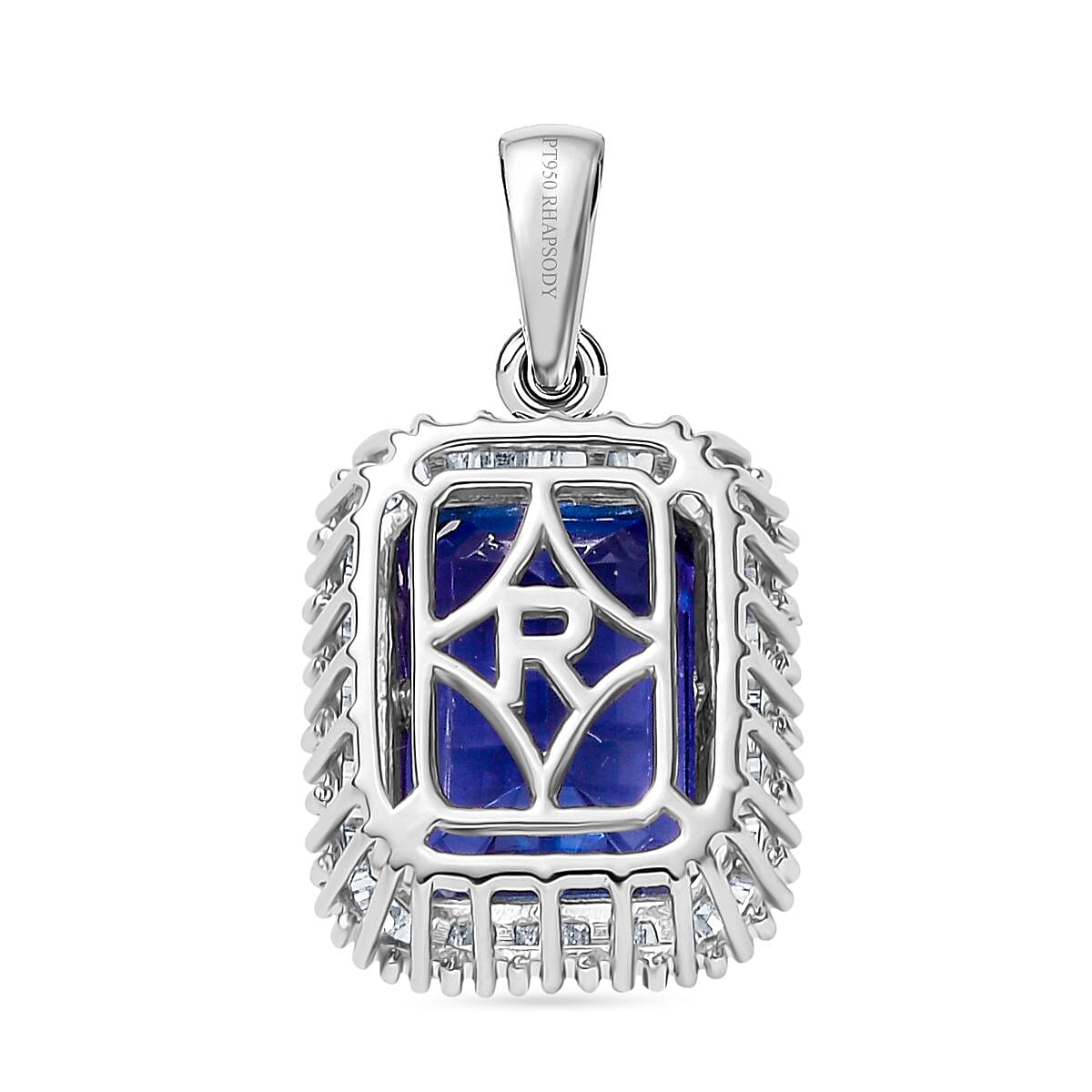 Rhapsody 950 Platinum AAAA Tanzanite White Diamond (VS-EF) GSI Certified Pendant 6.18 Ct, Platinum Wt. 3.50 Gms. Rhapsody 950 Platinum AAAA Tanzanite White Diamond (VS-EF) GSI Certified Pendant 6.18 Ct, Platinum Wt. 3.50 Gms.