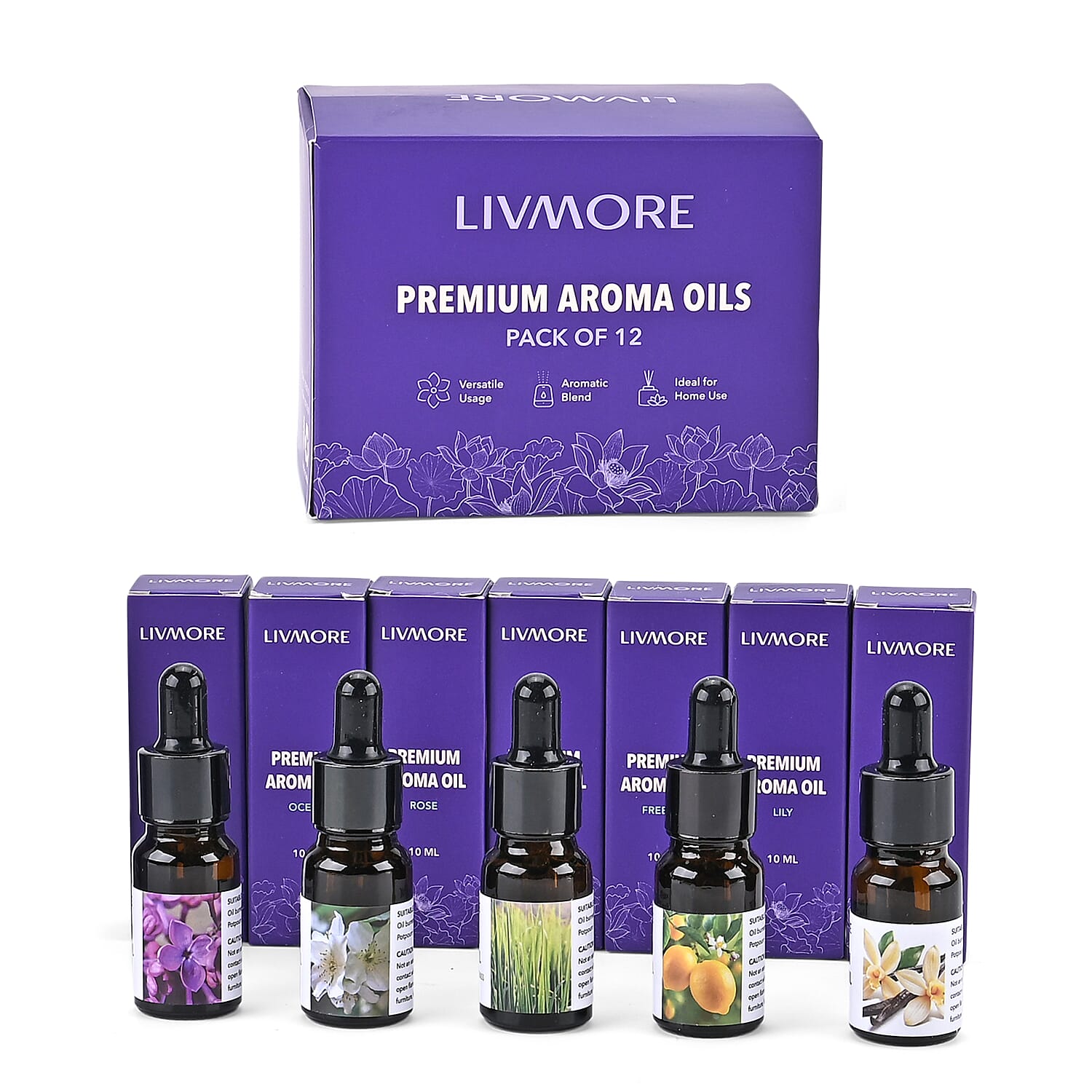 BIG BARGAIN - LIVMORE Set of 12 Aroma Oils for Diffusers, Humidifiers Aromatherapy and more - 10ML Bottles