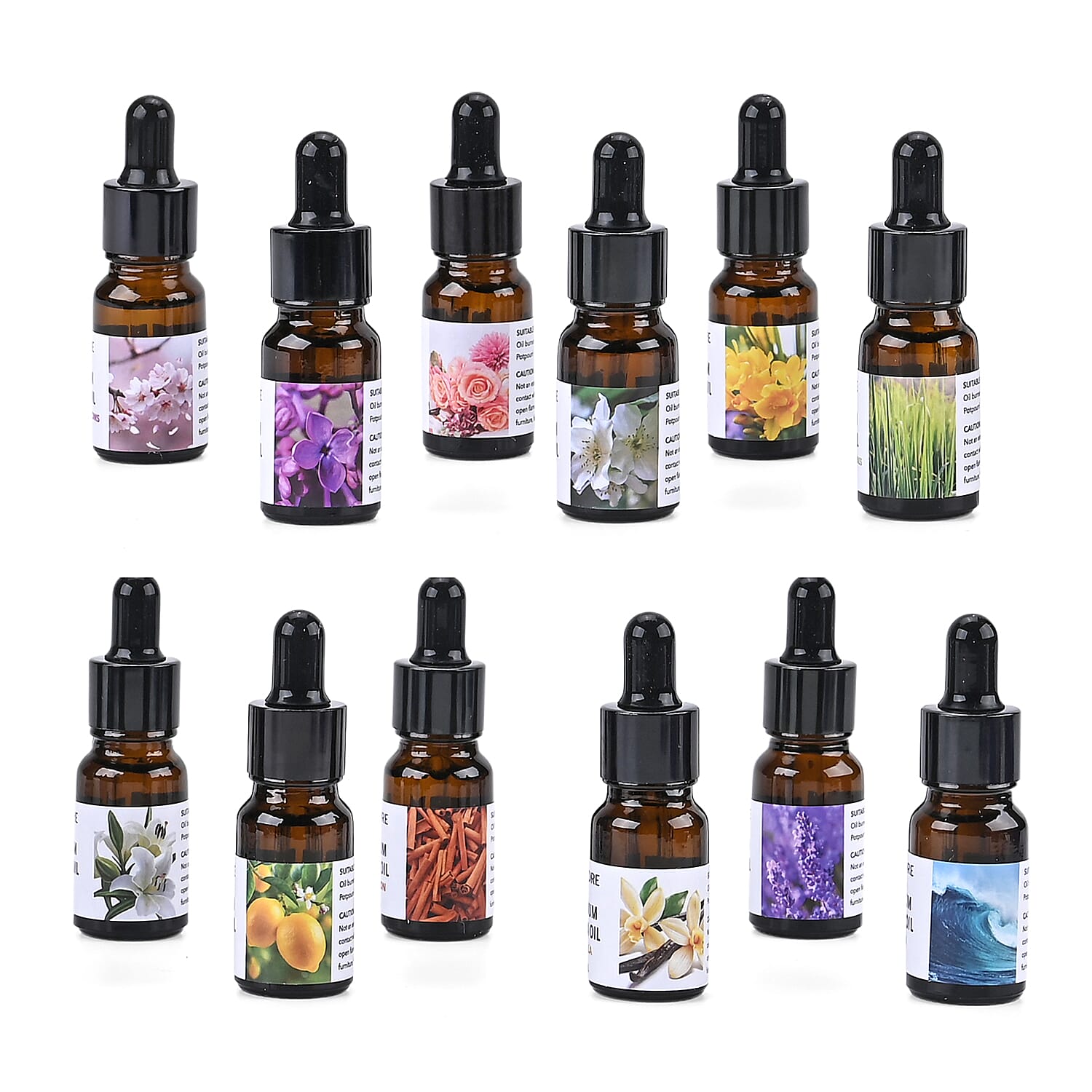 BIG BARGAIN - LIVMORE Set of 12 Aroma Oils for Diffusers, Humidifiers Aromatherapy and more - 10ML Bottles