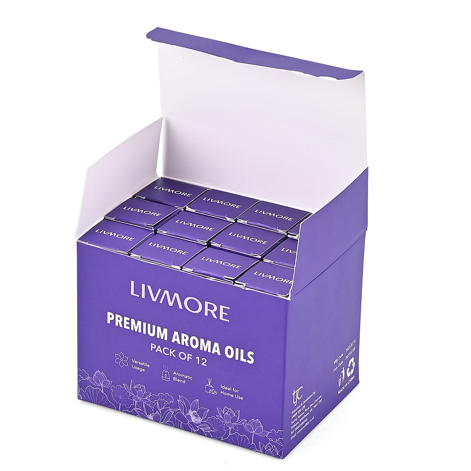 BIG BARGAIN - LIVMORE Set of 12 Aroma Oils for Diffusers, Humidifiers Aromatherapy and more - 10ML Bottles