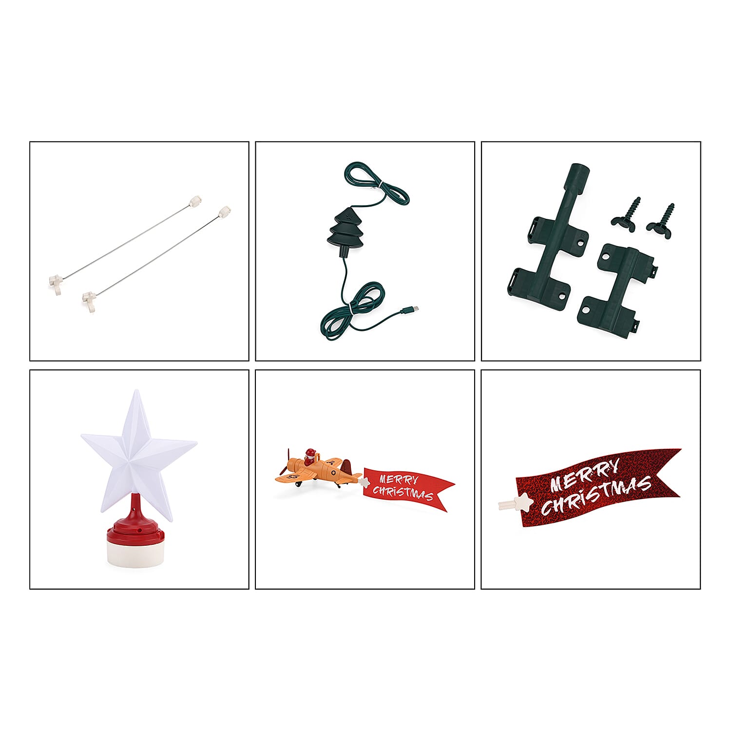 Rotating Santa Claus in Sleigh or Plane Figures Christmas Tree Topper with Musical LED Light-Up, Type-C Powered