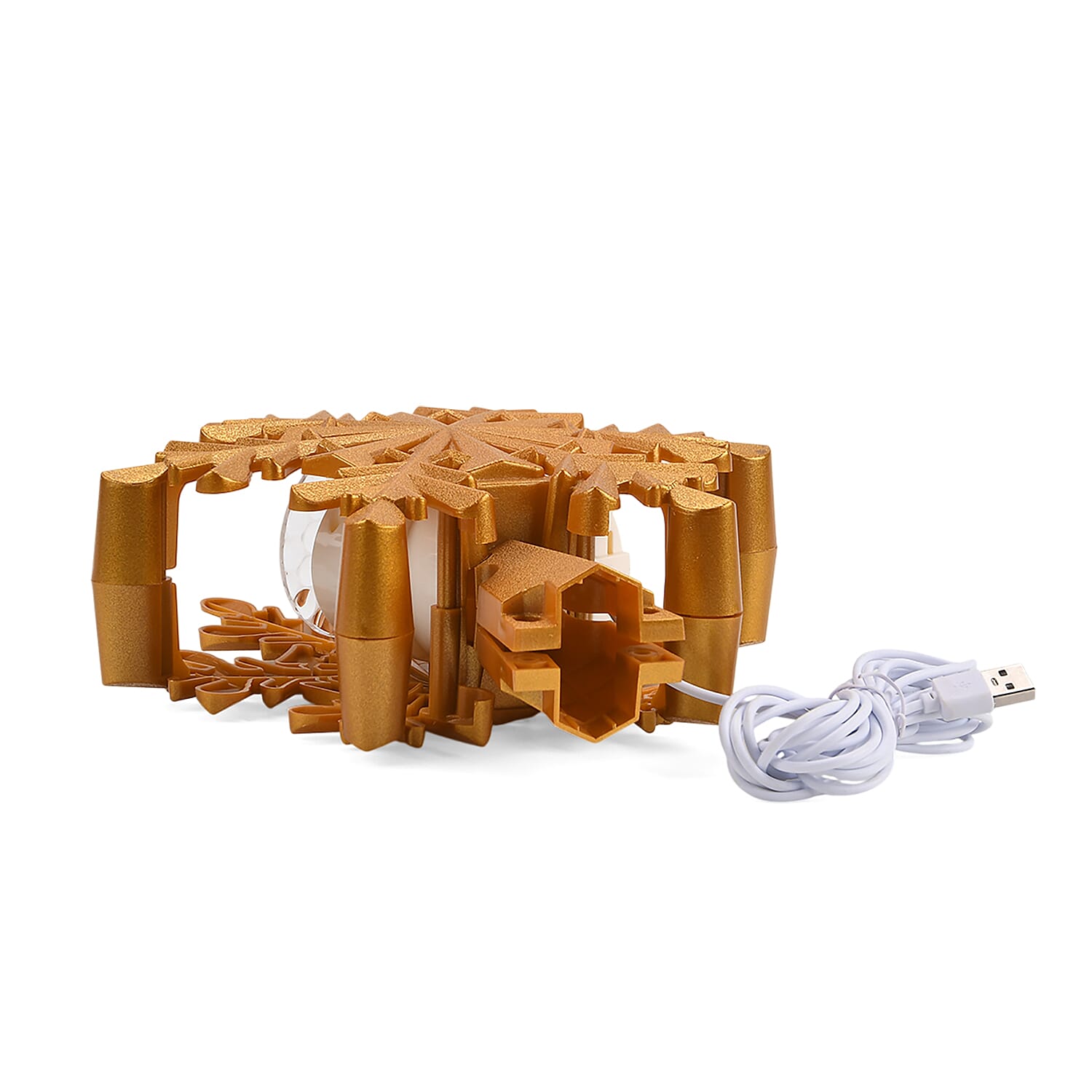 Rotating Snowflake Christmas Tree Topper with Lighting - USB Type-C Powered - Silver