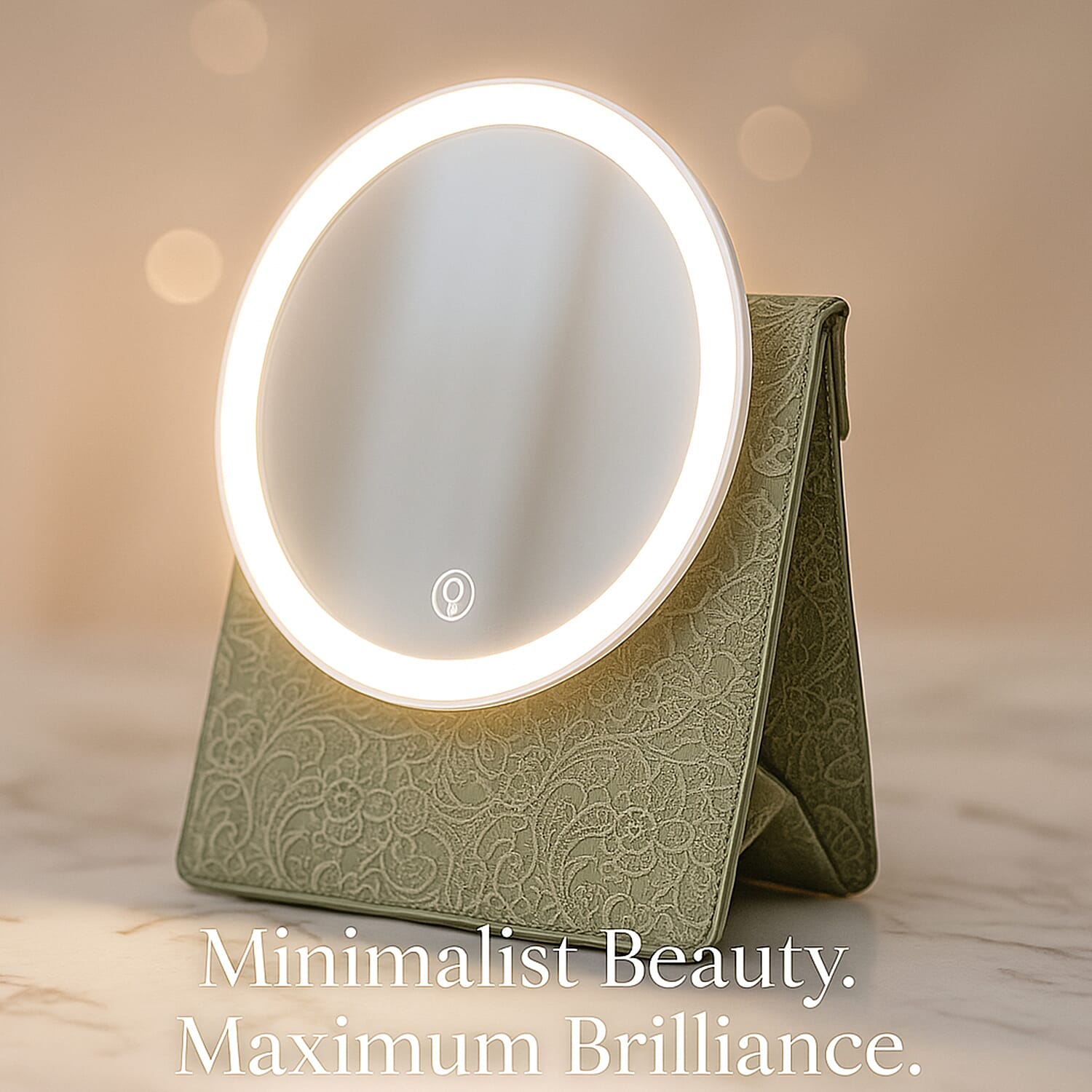 LIVMORE Portable LED Makeup Mirror with Storage - Green