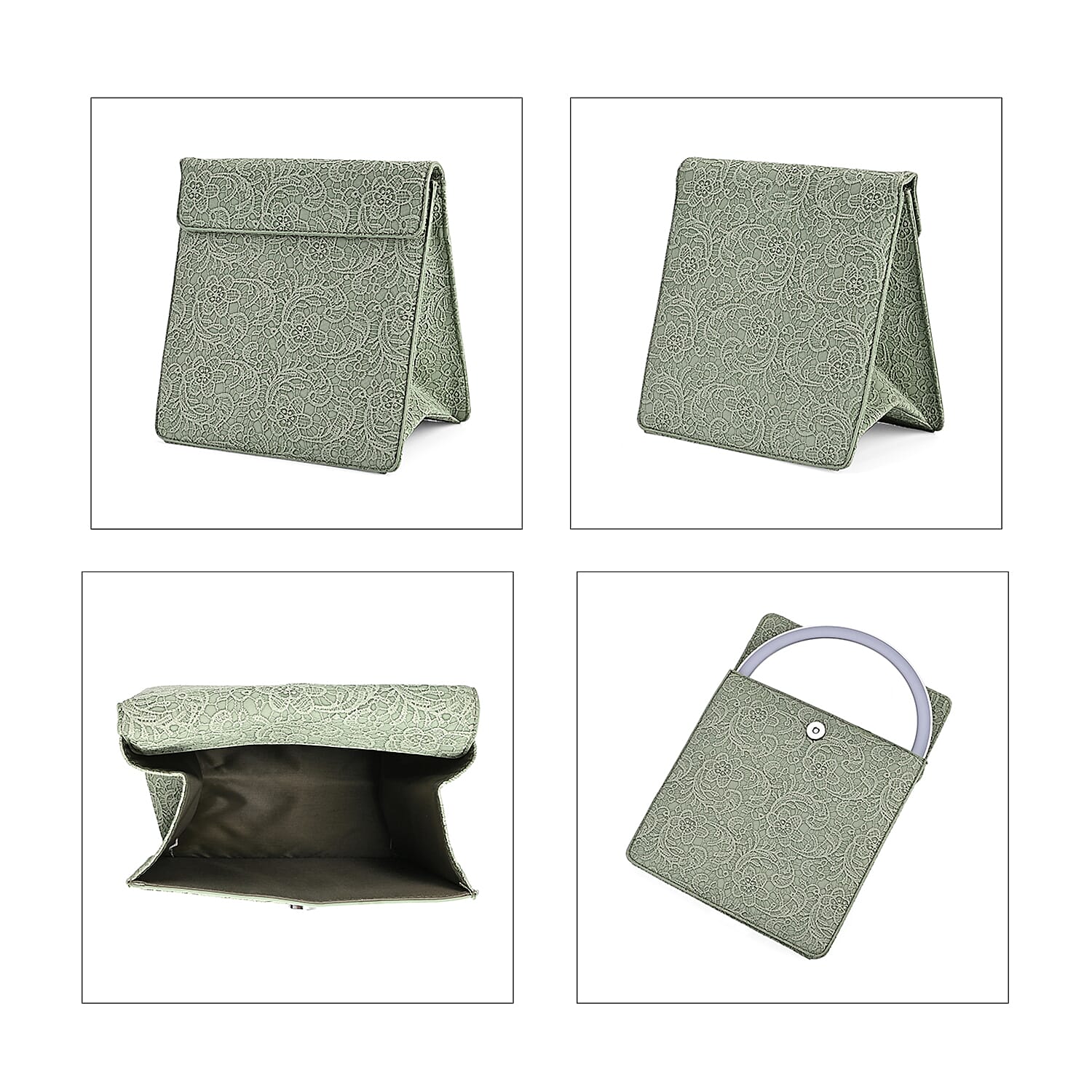 LIVMORE Portable LED Makeup Mirror with Storage - Green