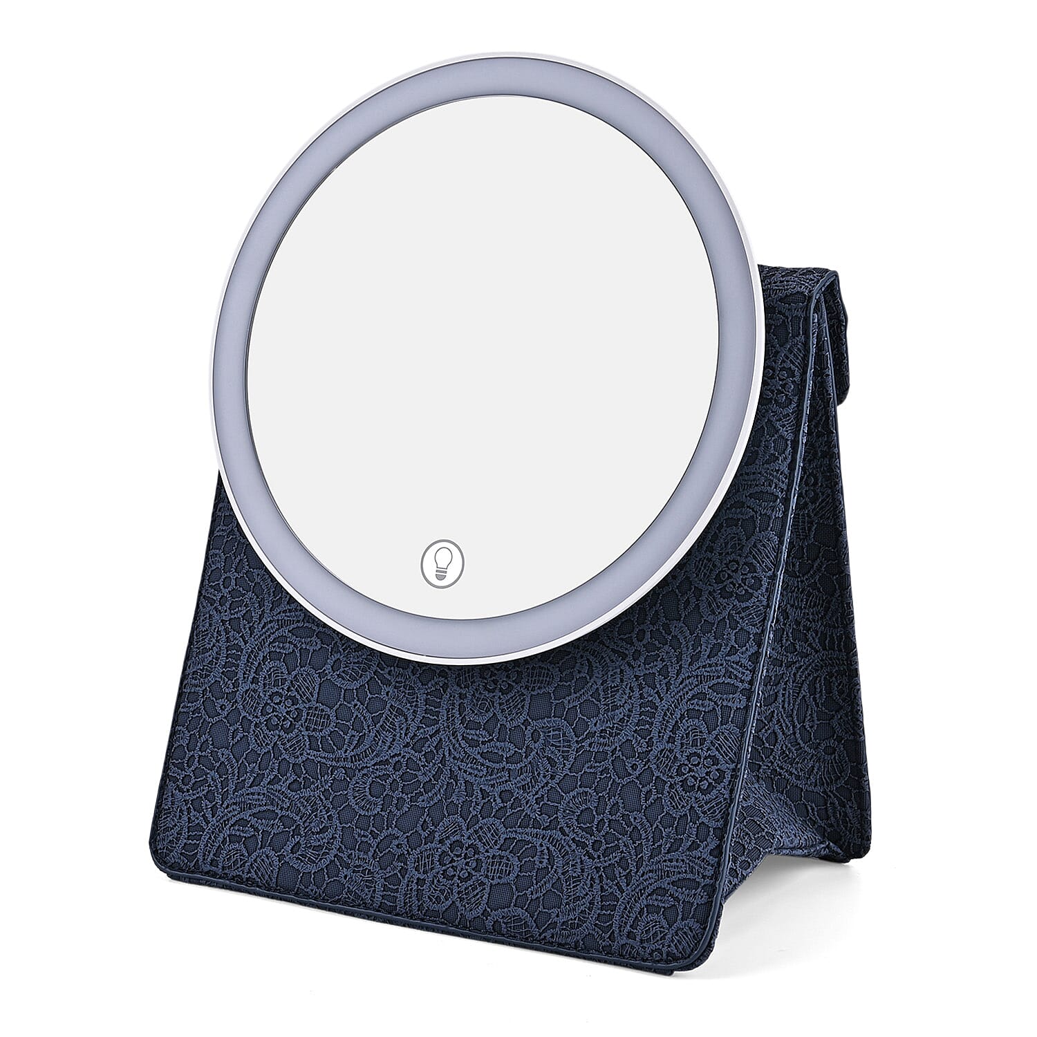 LIVMORE Portable LED Makeup Mirror with Storage - Blue
