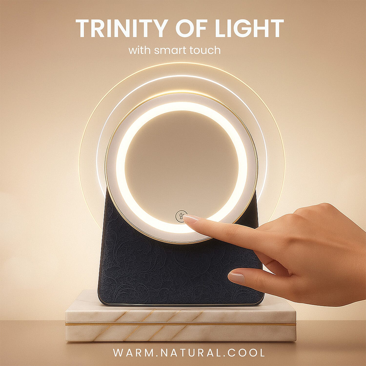 LIVMORE Portable LED Makeup Mirror with Storage - Blue