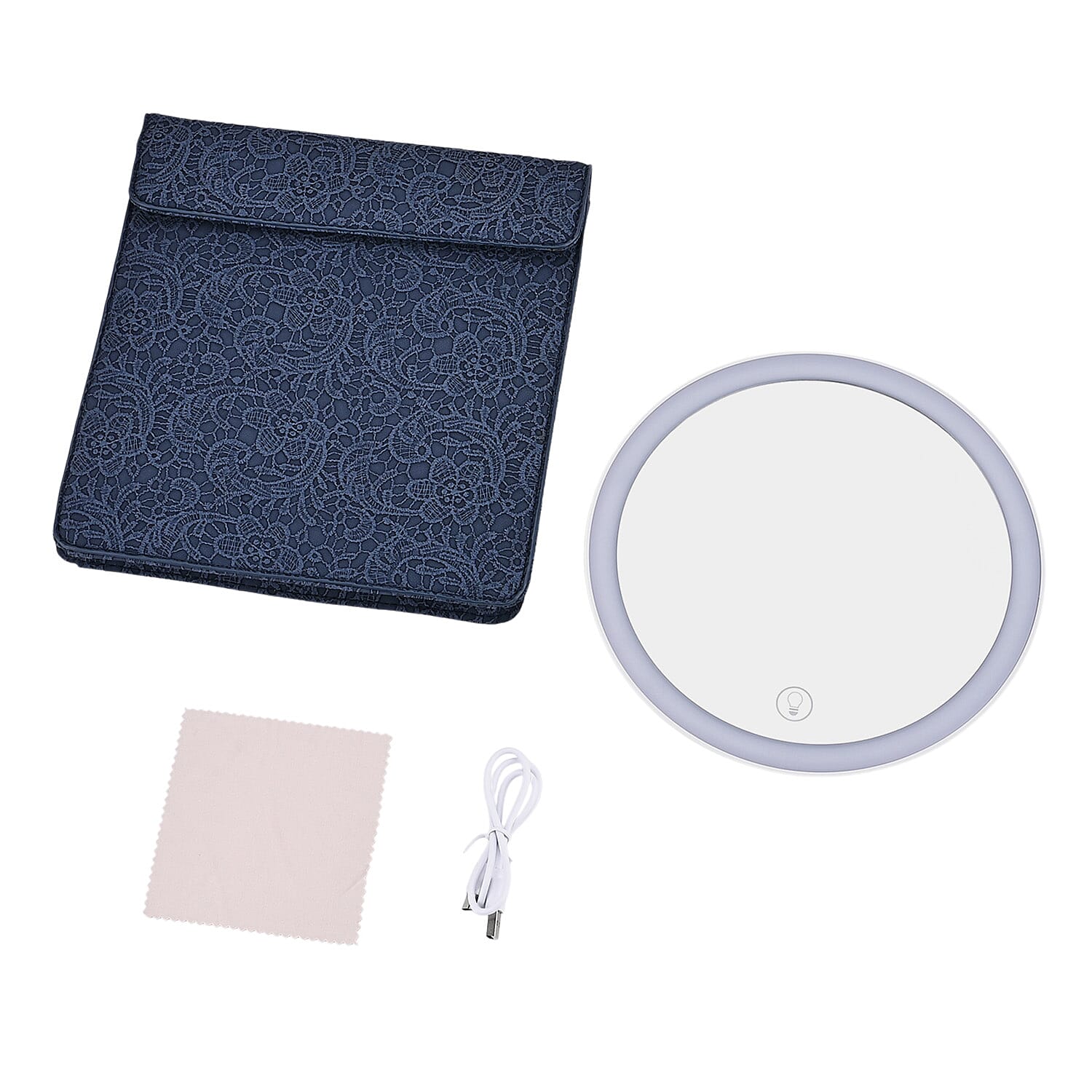 LIVMORE Portable LED Makeup Mirror with Storage - Blue