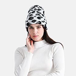 Leopard Pattern Beanie Hat (26 x 22 CM) - White