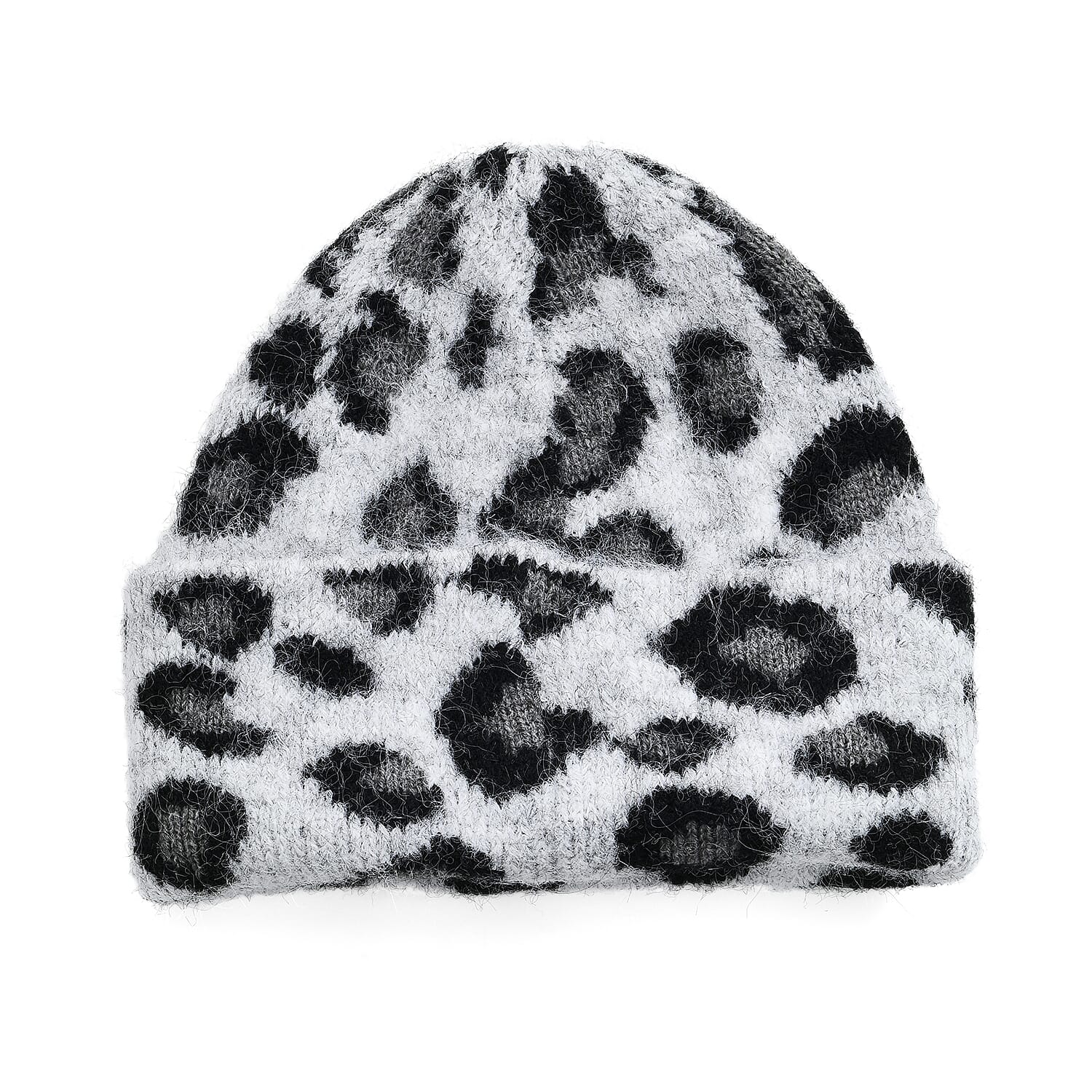 Leopard Pattern Beanie Hat (26 x 22 CM) - White