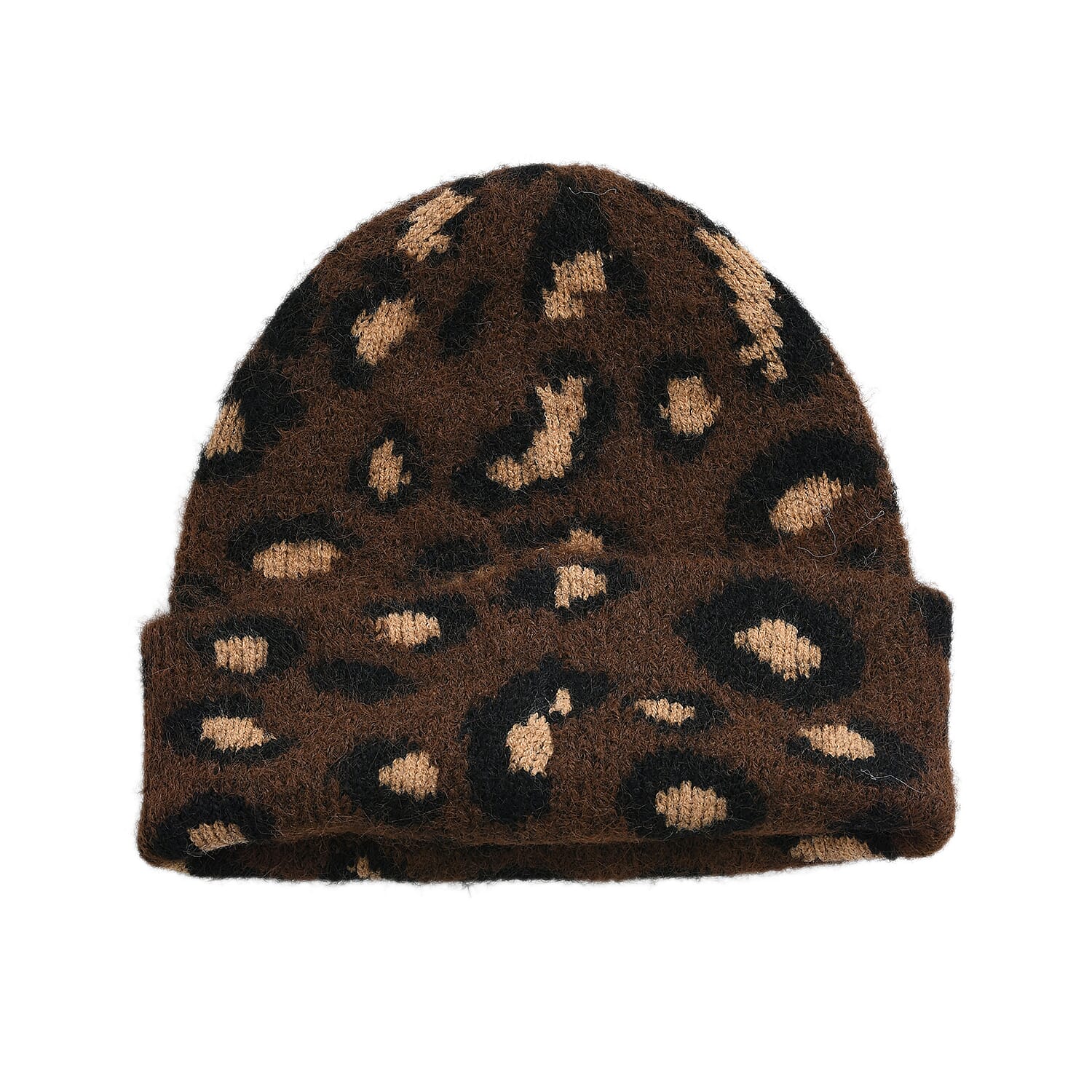 Leopard Pattern Beanie Hat (26 x 22 CM) - Coffee