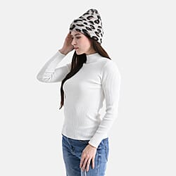 Leopard Pattern Beanie Hat (26 x 22 CM) - White