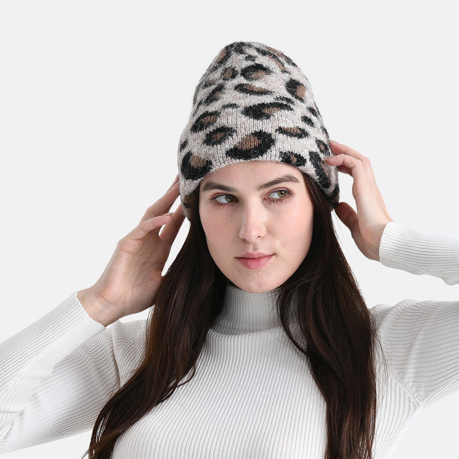 Leopard Pattern Beanie Hat (26 x 22 CM) - Light Brown