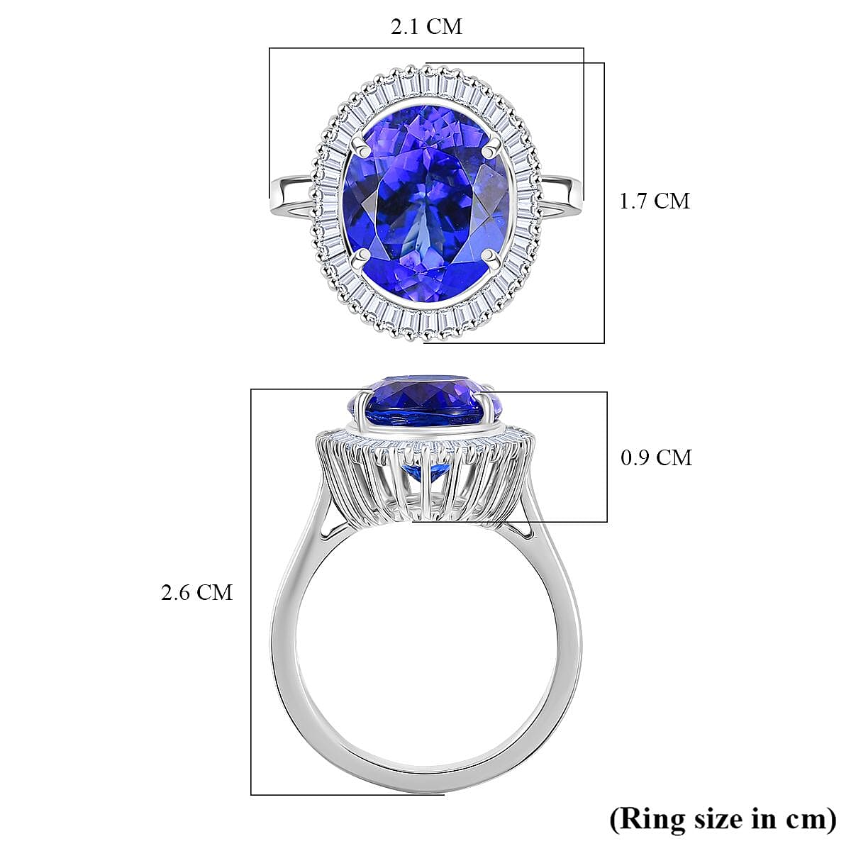 Rhapsody 950 Platinum AAAA Tanzanite White Diamond (VS-EF) GSI Certified Ring 6.39 Ct, Platinum Wt. 6.01 Gms.