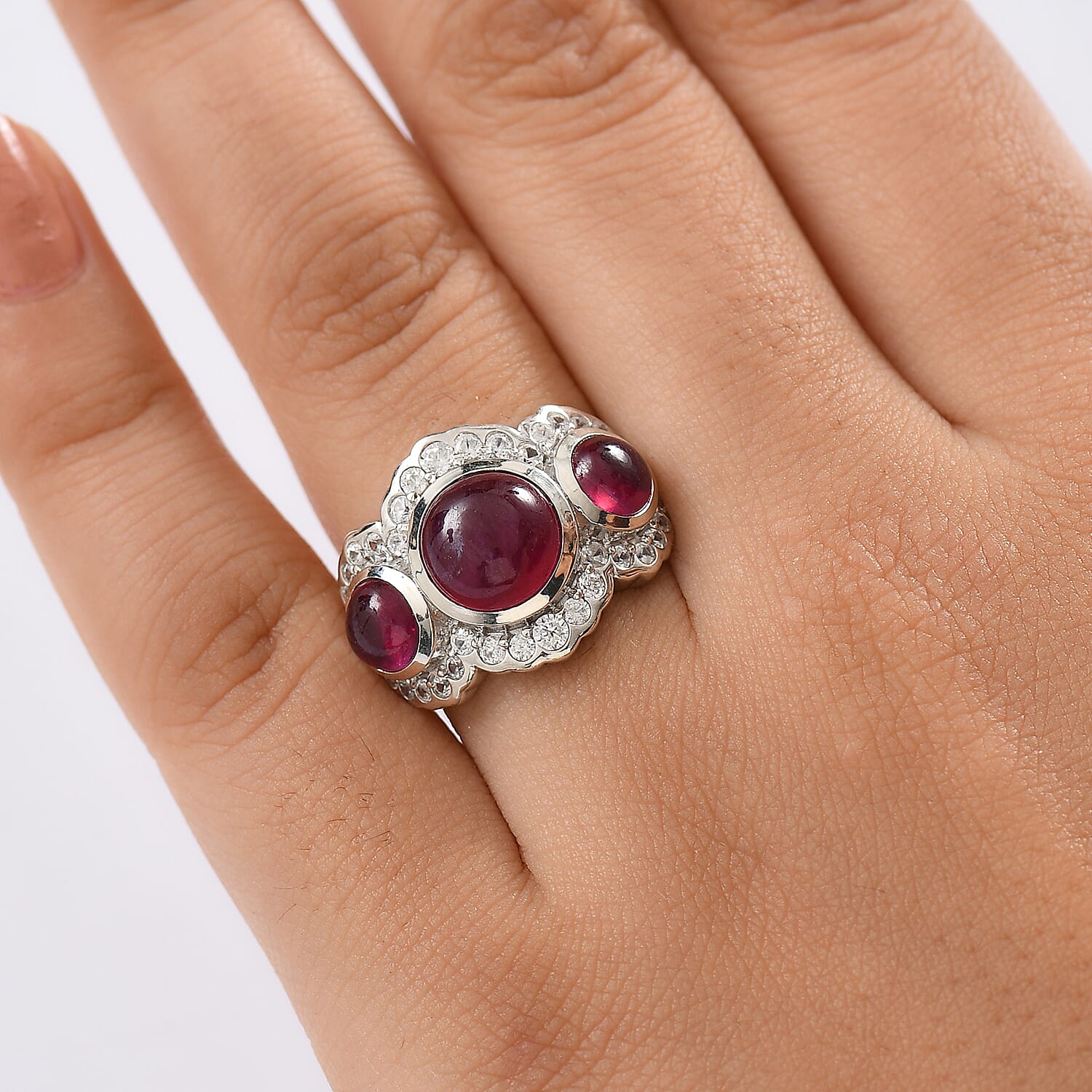 Jaipur Special - The Ratnaraj - Ruby & Natural Zircon Ring in Sterling Silver, Silver Wt.5 Gms  9.2 Ct.
