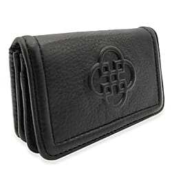 Saddler Heidi Real Leather Designer 3 Section Clutch With Chain Strap Detail - Black
