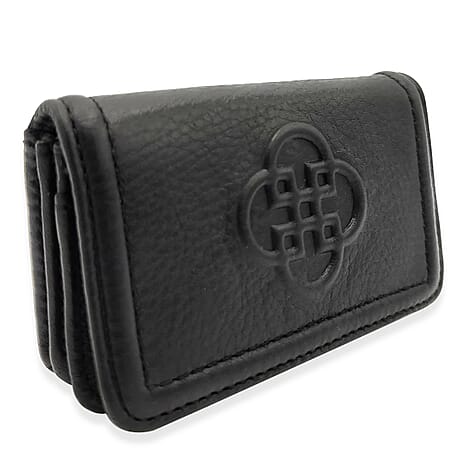 100% Exquisite Genuine Leather Saddler Flapover Clutch Bag with Chain - Black