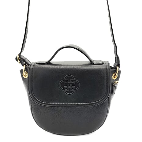 Saddler Mia Top Handle Flapover Real Leather Designer Handbag - Black