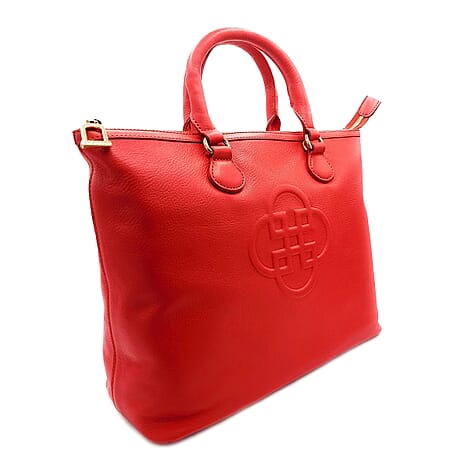 THE BIGGEST BAG CLOSEOUT - 100% exquisite Genuine Leather SADDLER SIENNA Womens Classic Zip Top Tote Bag - Red