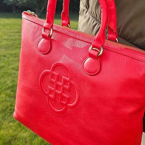 THE BIGGEST BAG CLOSEOUT - 100% exquisite Genuine Leather SADDLER SIENNA Womens Classic Zip Top Tote Bag - Red