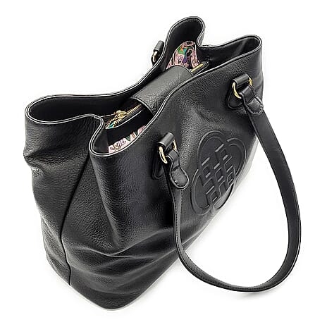 Saddler Rosie100% Genuine Exquisite Leather Zip top Tote Bag - Black