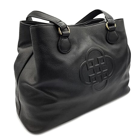 Saddler Rosie100% Genuine Exquisite Leather Zip top Tote Bag - Black