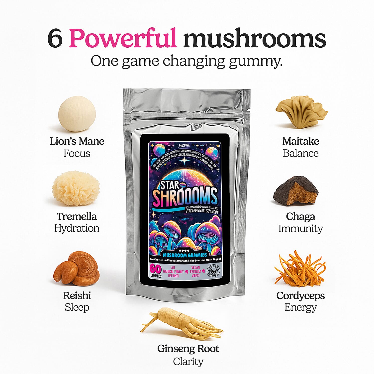 Innooova Starshroooms Full Pack 60 Gummies