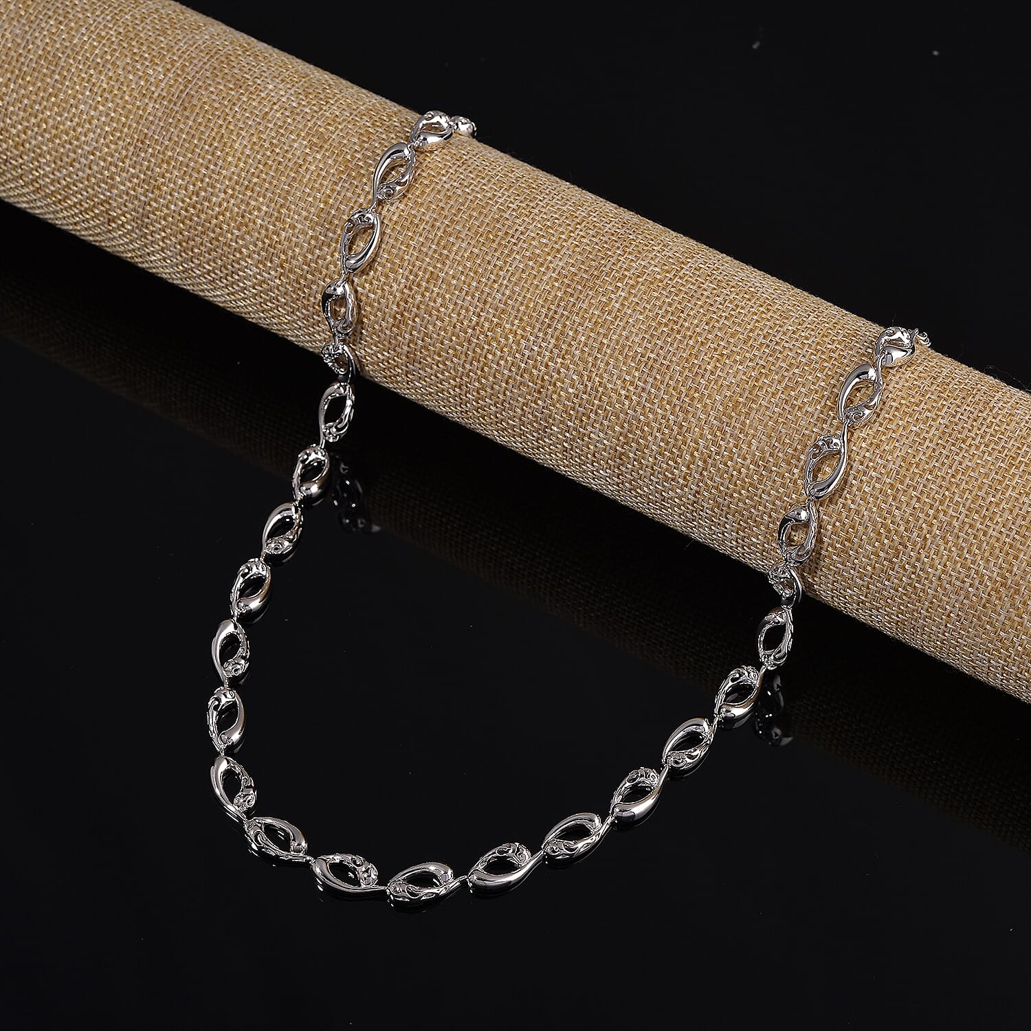 LucyQ Flame Collection - Rhodium Overlay Sterling Silver Necklace (Size 16 - 4 Ext), Silver Wt. 33.30 Gms.