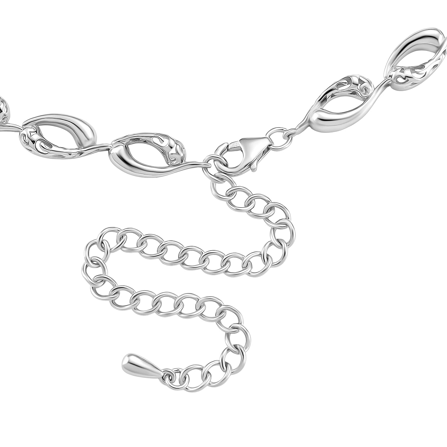 LucyQ Flame Collection - Rhodium Overlay Sterling Silver Necklace (Size 16 - 4 Ext), Silver Wt. 33.30 Gms.