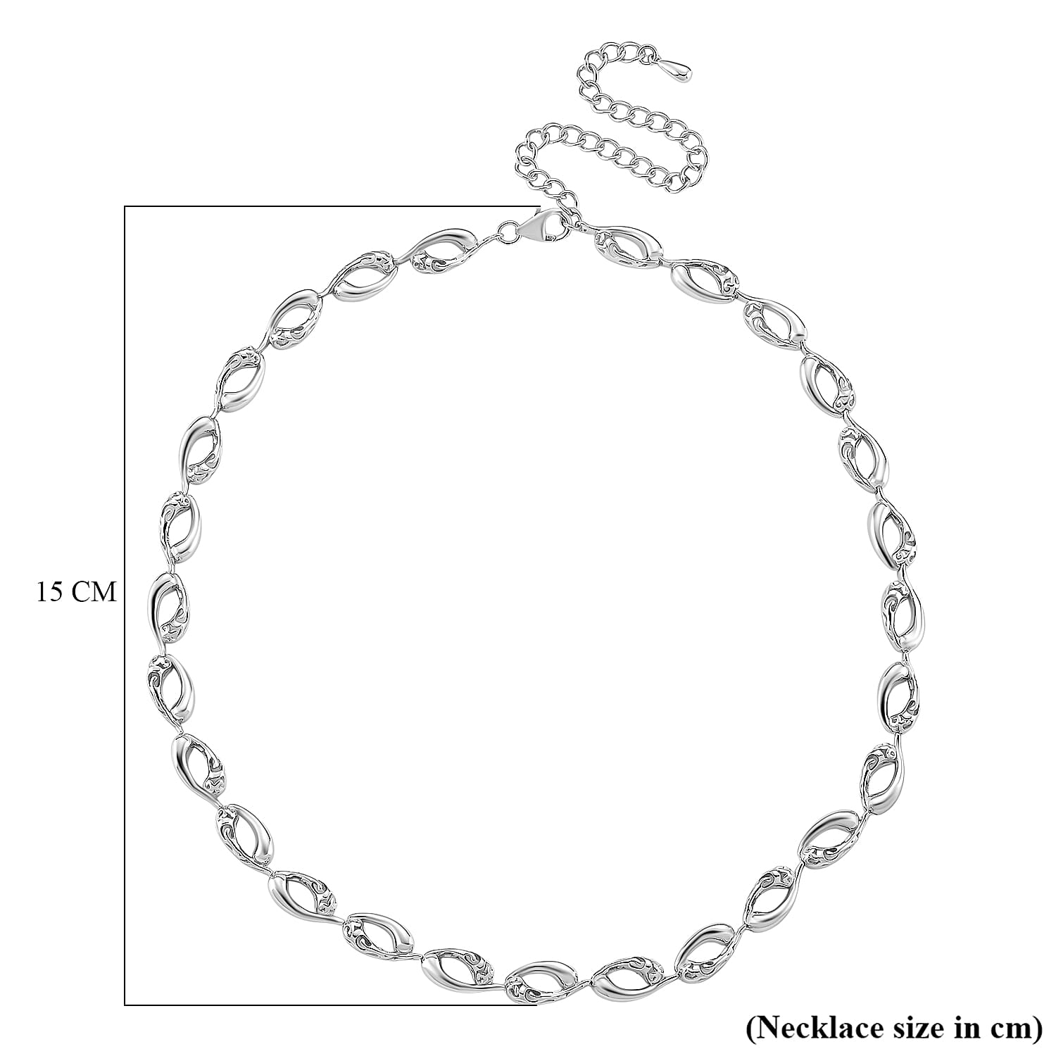 LucyQ Flame Collection - Rhodium Overlay Sterling Silver Necklace (Size 16 - 4 Ext), Silver Wt. 33.30 Gms.
