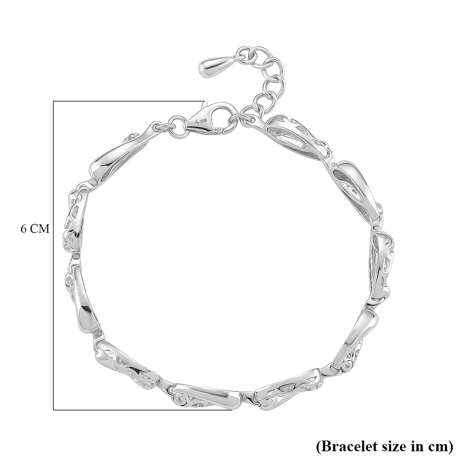 LucyQ Flame Collection - Rhodium Overlay Sterling Silver Bracelet (Size 5.5 - 1 Ext)