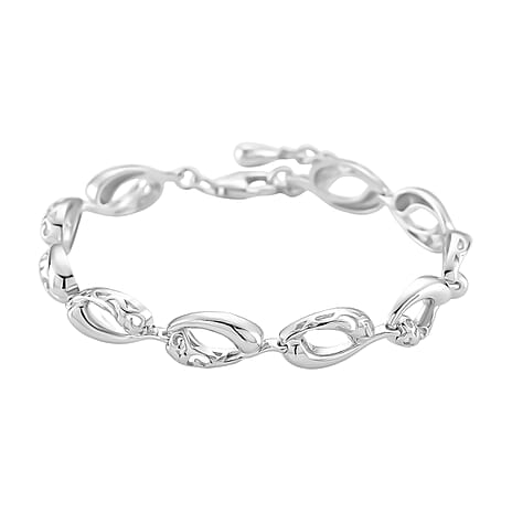 LucyQ Flame Collection - Rhodium Overlay Sterling Silver Bracelet (Size 7 - 1 Ext), Silver Wt. 11.55 Gms.