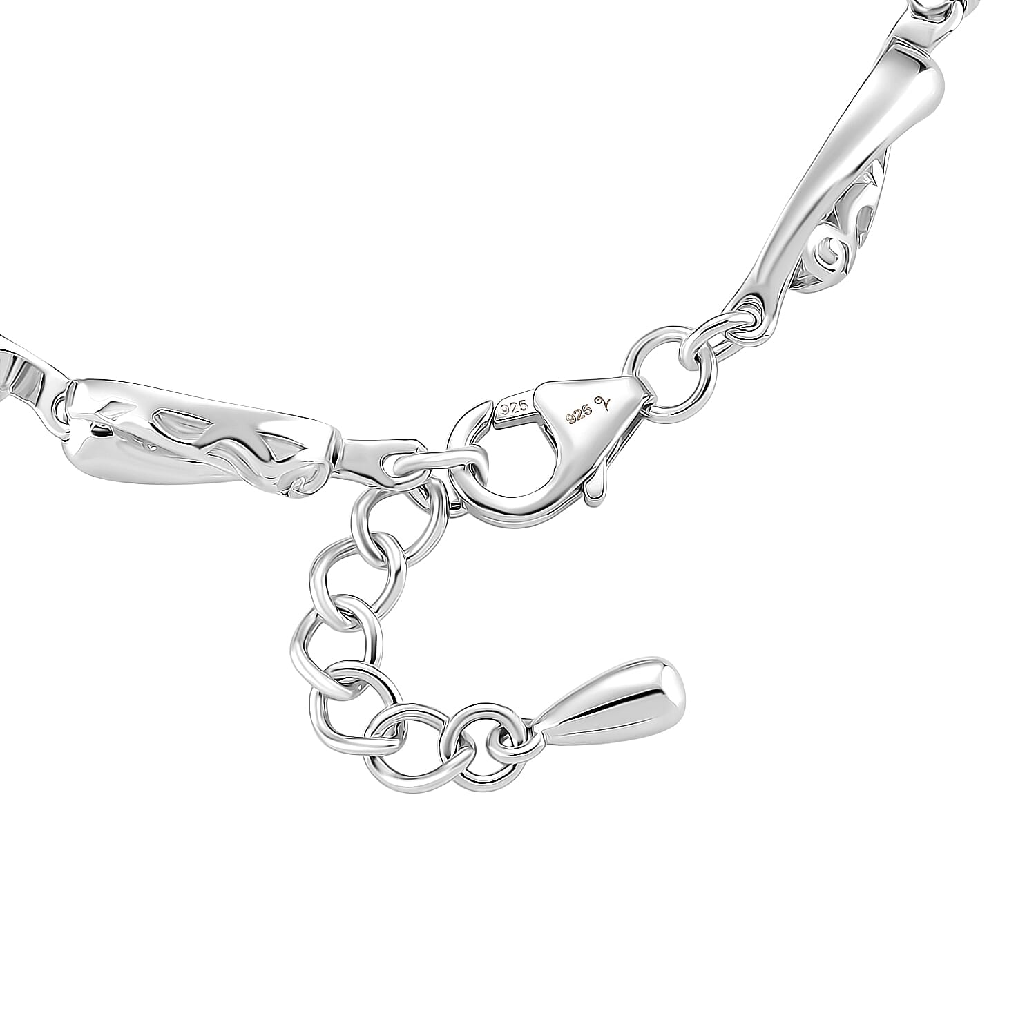 LucyQ Flame Collection - Rhodium Overlay Sterling Silver Bracelet (Size 7 - 1 Ext), Silver Wt. 11.55 Gms.