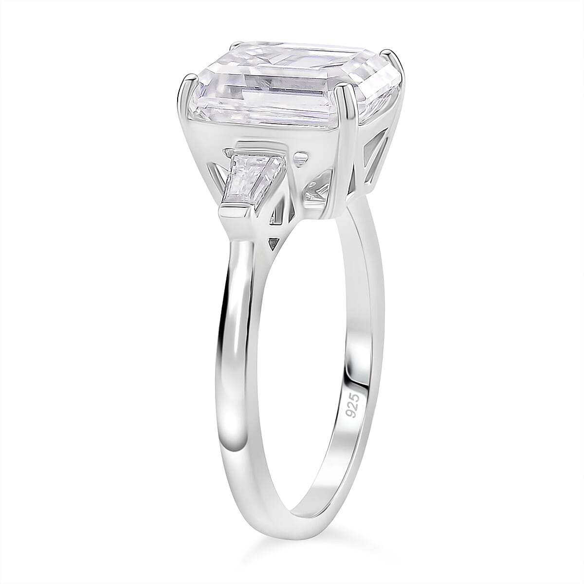 Djoy RADIANTA Moissanite - GRA Certified D-VVS1 Moissanite Solitaire Ring in Rhodium Overlay Sterling Silver 5.22 Ct.