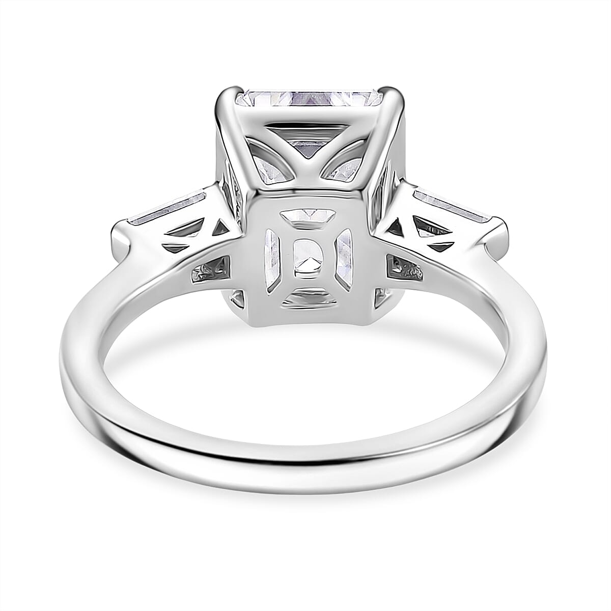 Djoy RADIANTA Moissanite - GRA Certified D-VVS1 Moissanite Solitaire Ring in Rhodium Overlay Sterling Silver 5.22 Ct.