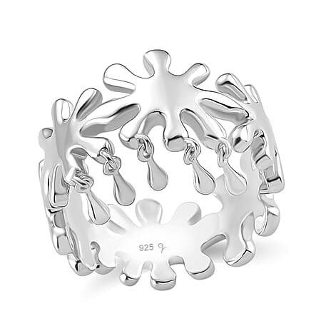 LucyQ Splash Collection - Rhodium Overlay Sterling Silver Ring, Silver Wt. 6.10 Gms.