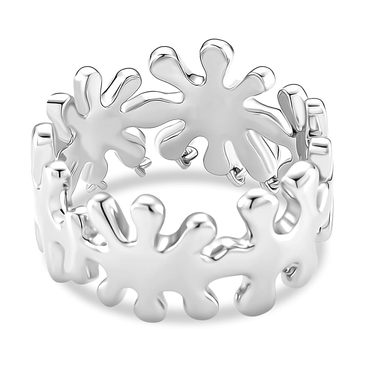 LucyQ Splash Collection - Rhodium Overlay Sterling Silver Ring, Silver Wt. 6.10 Gms.