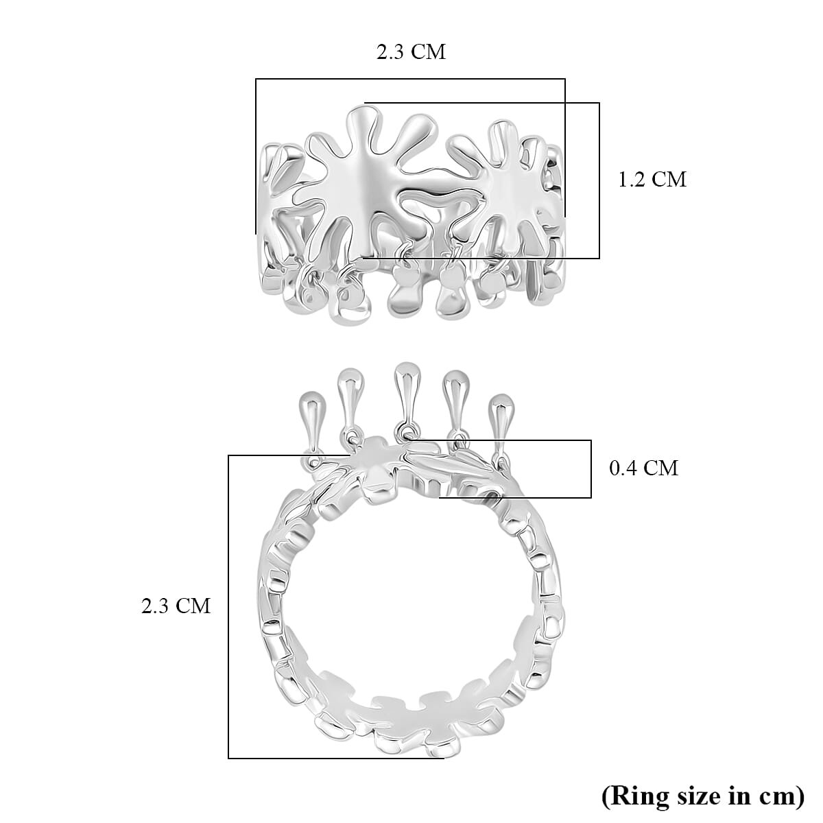 LucyQ Splash Collection - Rhodium Overlay Sterling Silver Ring, Silver Wt. 6.10 Gms.