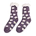 LIVMORE Daisy Flowers Print Sherpa-Lined Thermal Fleece Socks (One Size) - Purple