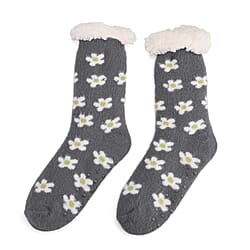 LIVMORE Floral Print Sherpa-Lined Thermal Fleece Socks (One Size)