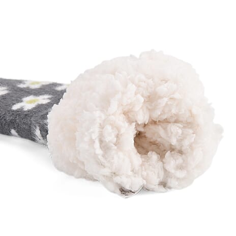 LIVMORE Daisy Flowers Print Sherpa-Lined Thermal Fleece Socks (One Size) - Grey