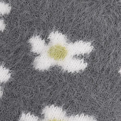 LIVMORE Daisy Flowers Print Sherpa-Lined Thermal Fleece Socks (One Size) - Grey