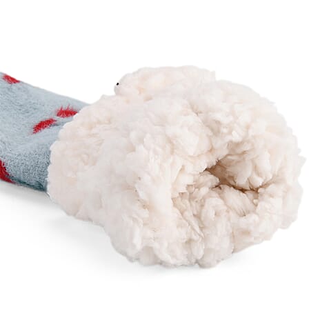 LIVMORE Cherry Print Sherpa-Lined Thermal Fleece Socks (One Size) - Light Blue