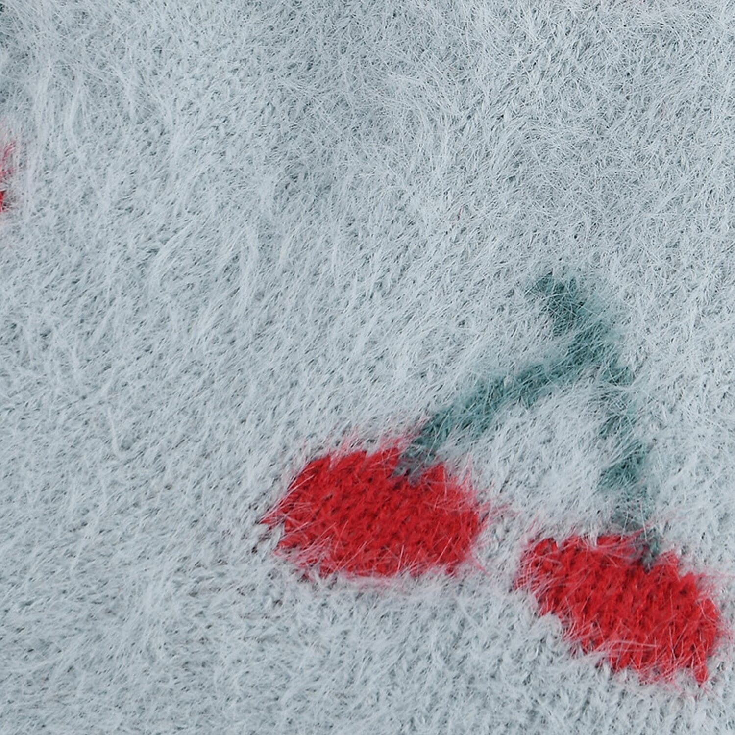 LIVMORE Cherry Print Sherpa-Lined Thermal Fleece Socks (One Size) - Light Blue