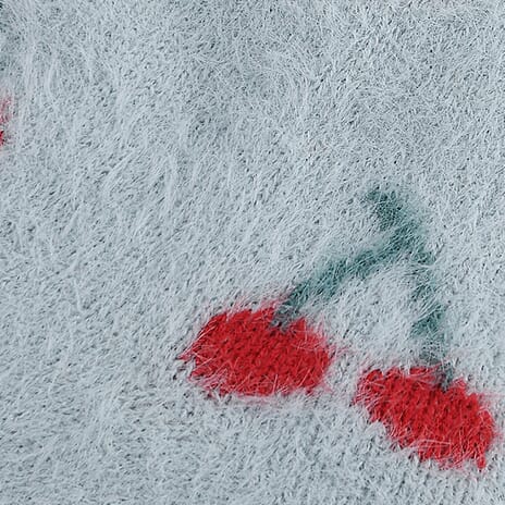 LIVMORE Cherry Print Sherpa-Lined Thermal Fleece Socks (One Size) - Light Blue