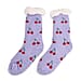 LIVMORE Daisy Flowers Print Sherpa-Lined Thermal Fleece Socks (One Size) - Purple